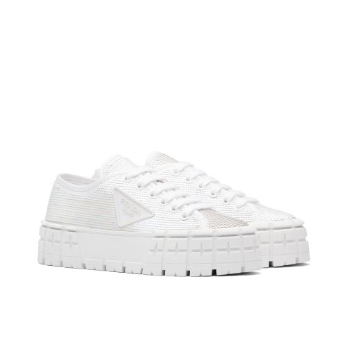 Prada Women's Double Wheel Sequin Sneakers 