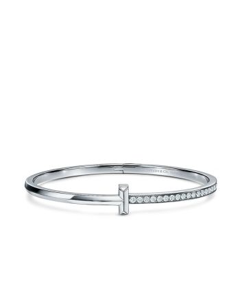 Tiffany Women's T1 Narrow Diamond Hinged Bangle Silver