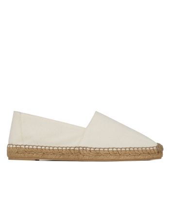 Saint Laurent Women's Cassandre Embroidered Espadrilles In Denim Cream