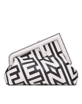 Fendi First Midi Two-tone Printed Nappa Leather Fendi Roma Capsule Bag 8BP137 Black