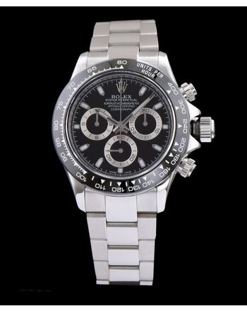 Rolex Stainless Steel Black Dial Dayton Watch Black