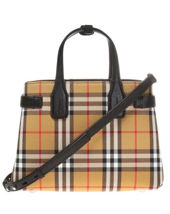 Burberry Banner Small Vintage Check Tote Bag Black