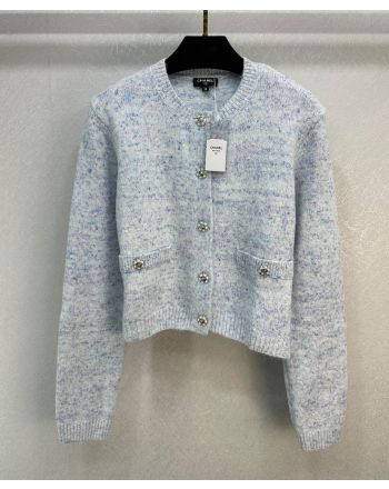 Chanel Women's Knit Cardigan Light Blue